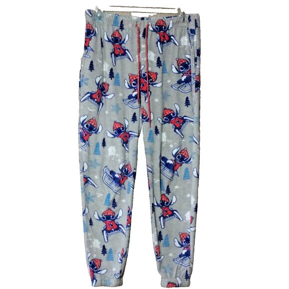 Disney Lilo & Stitch Womens Size 8/10 Soft Draw String Waist Pajama Bottoms Gray - Picture 1 of 7